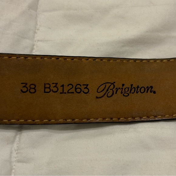 Vintage Brighton Croc Leather Black Heart Belt Size 38 Silver Heart Buckle - Picture 4 of 8